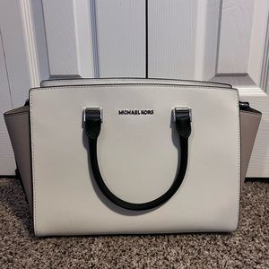 Tri-colored Michael Kors handbag, NWT. Cream, fawn and black.